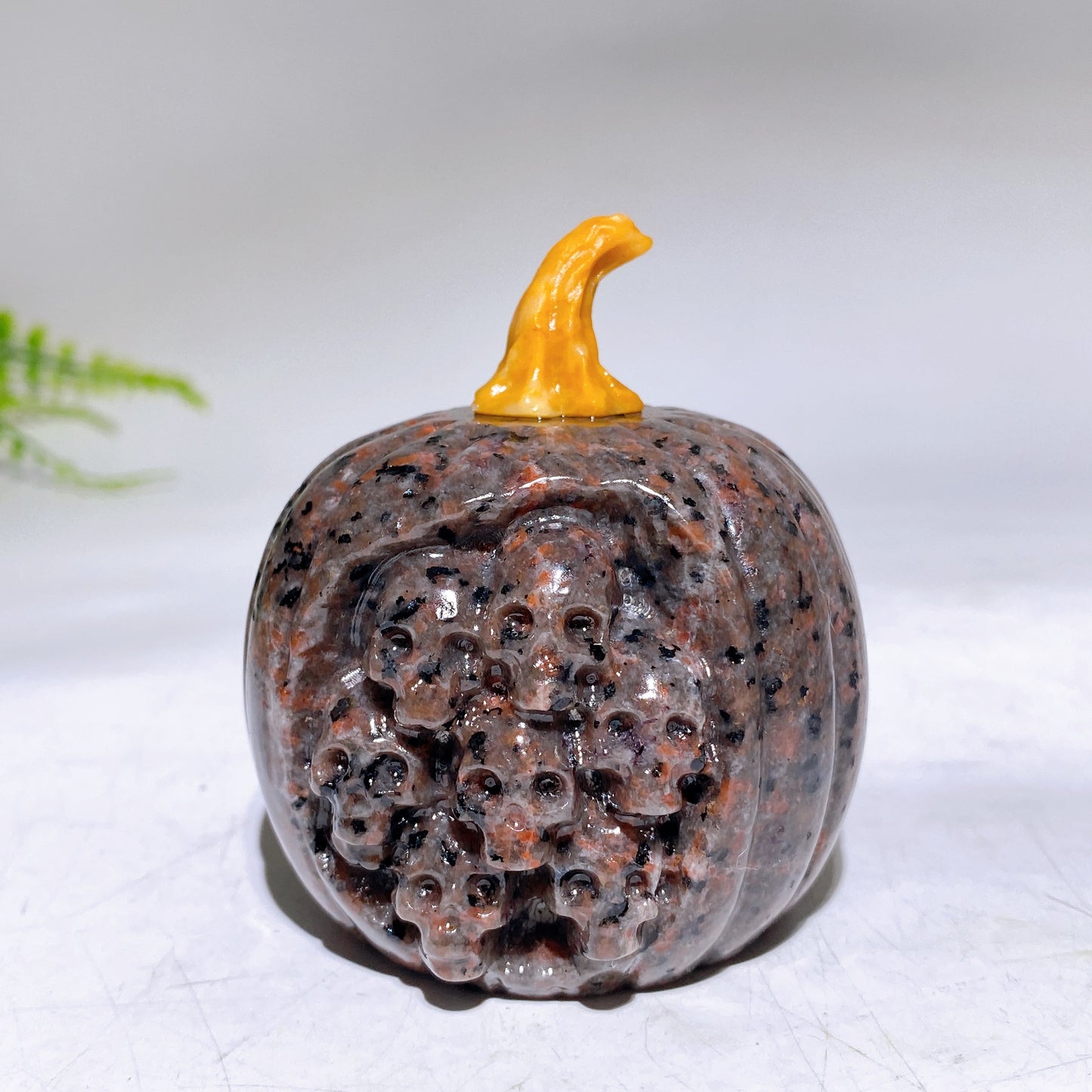 2.4" Crystal Pumpkin with Skulls Decor Carving Crystal Healing Bulk Wholesale