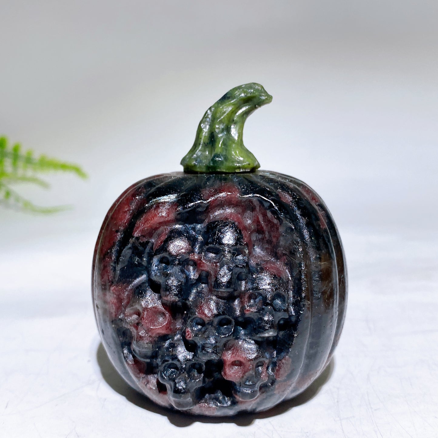 2.4" Crystal Pumpkin with Skulls Decor Carving Crystal Healing Bulk Wholesale