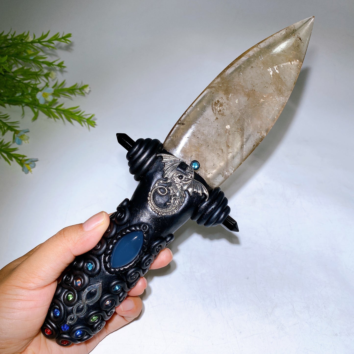 Natural Crystal Sword Carving with Resin Handle Crystal Healing Bulk Wholesale