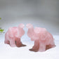 3.8" Rose Quartz Elephant Carving Crystal Healing Bulk Wholesale