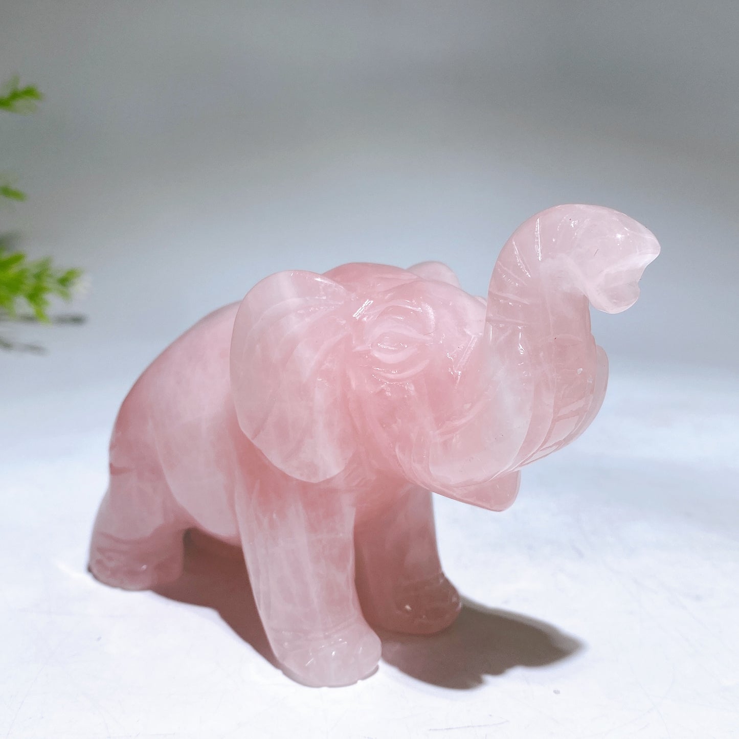 3.8" Rose Quartz Elephant Carving Crystal Healing Bulk Wholesale