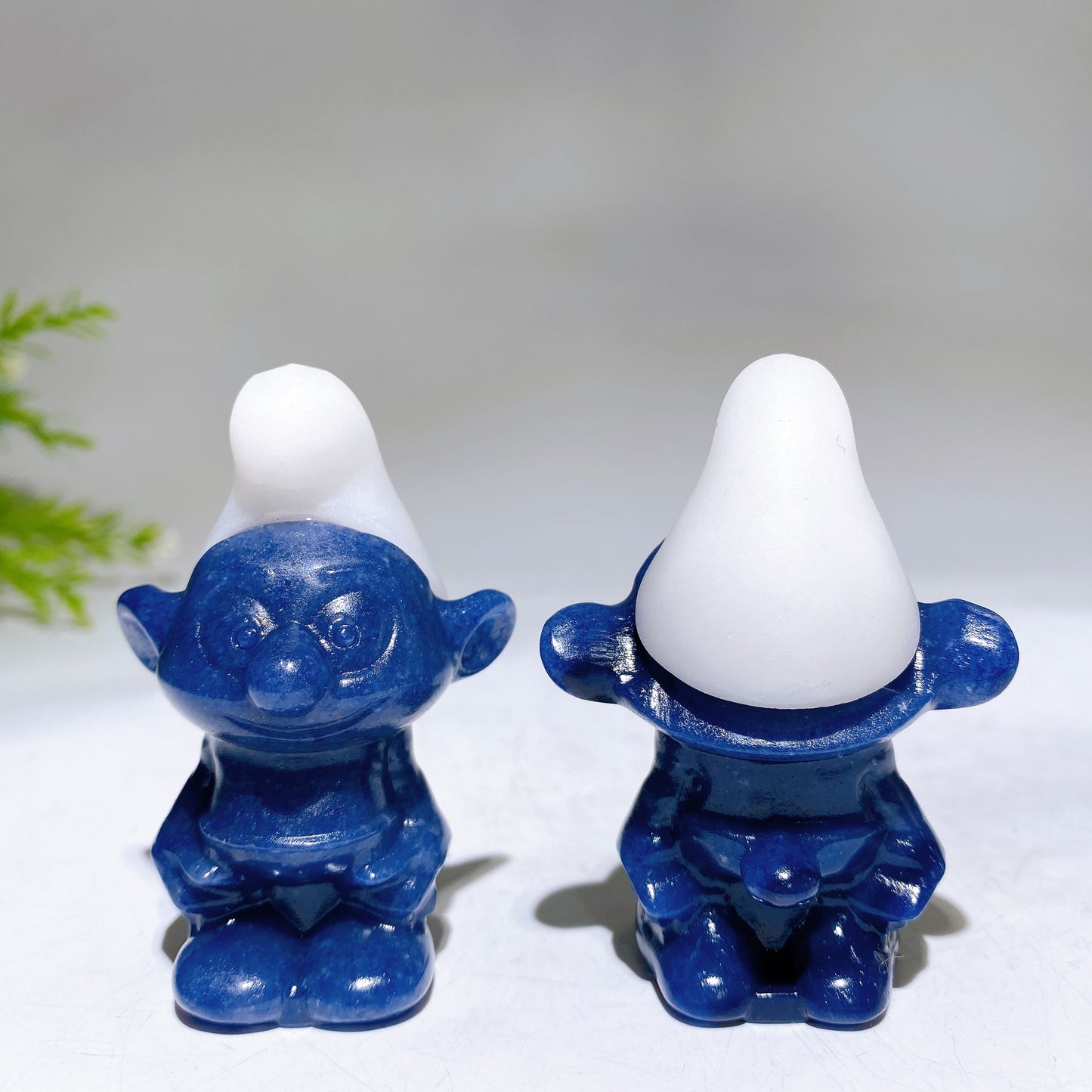 2.6" Blue Aventurtine White Jade Smurf Carving Crystal Healing Bulk Wholesale