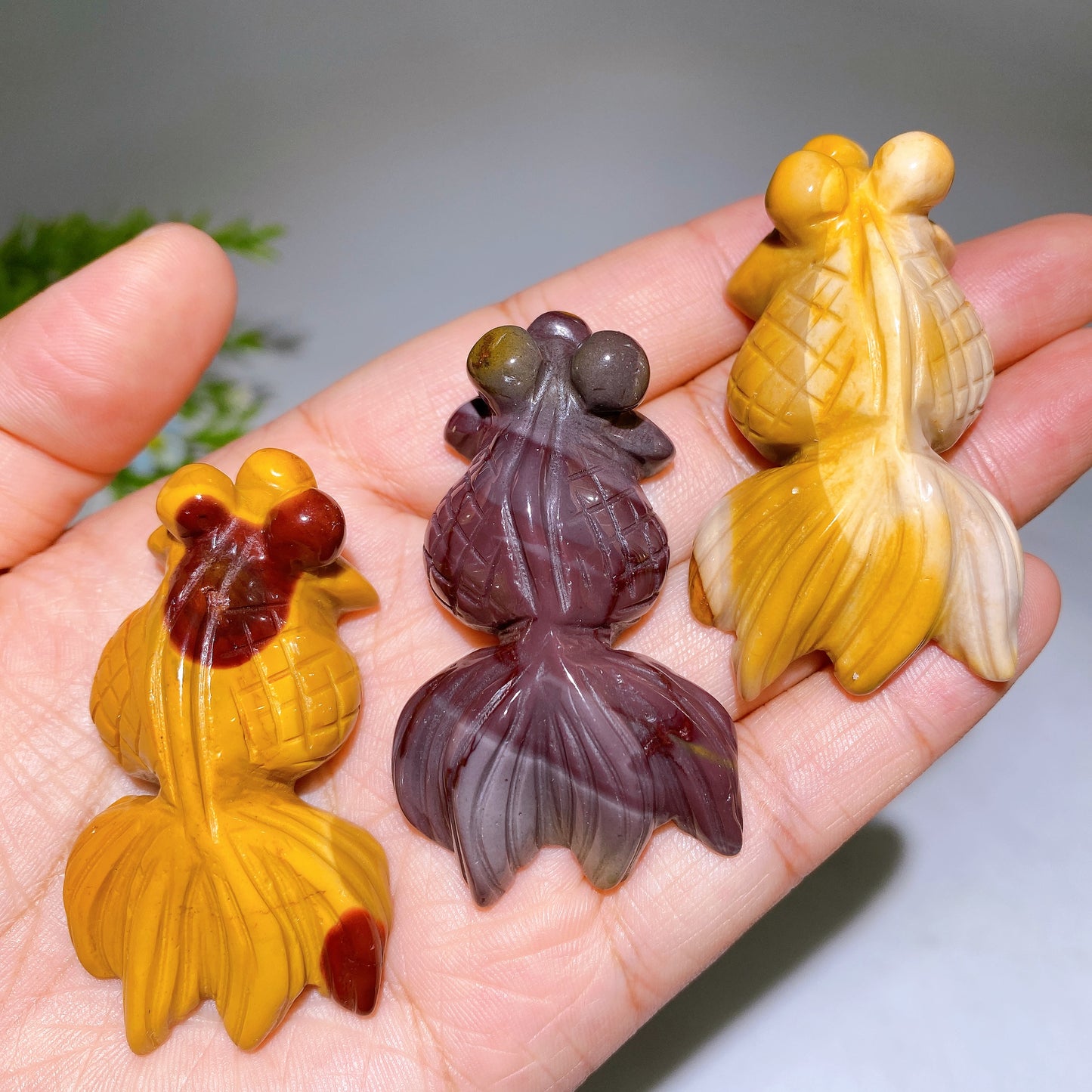 2.1" Natural Gemstone Golden Fish Carving Crystal Healing Bulk Wholesale