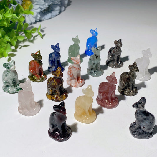 1.6“ Mixed Crystal Cat Carvings Bulk Wholesale