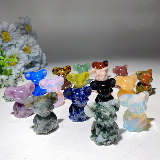 1.6" Mixed Crystal Koala Carvings Bulk Wholesale