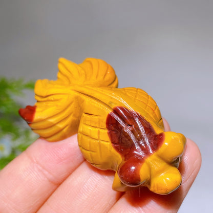 2.1" Natural Gemstone Golden Fish Carving Crystal Healing Bulk Wholesale