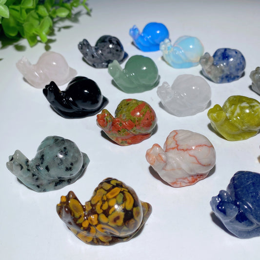 1.6" Mixed Crystal Snail Carvings Bulk Wholesale