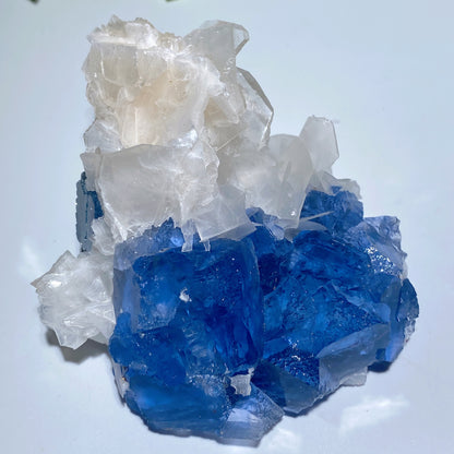 Unique Rare Fluorite Specimen Grow with Calcite