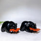 3.8" Black Obsidian Bear with Red Jasper Fish Carving Wholesale