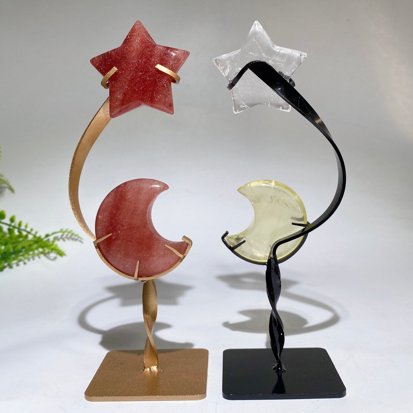 Crystal Star Moon Carving with Stand Crystal Healing Bulk Wholesale