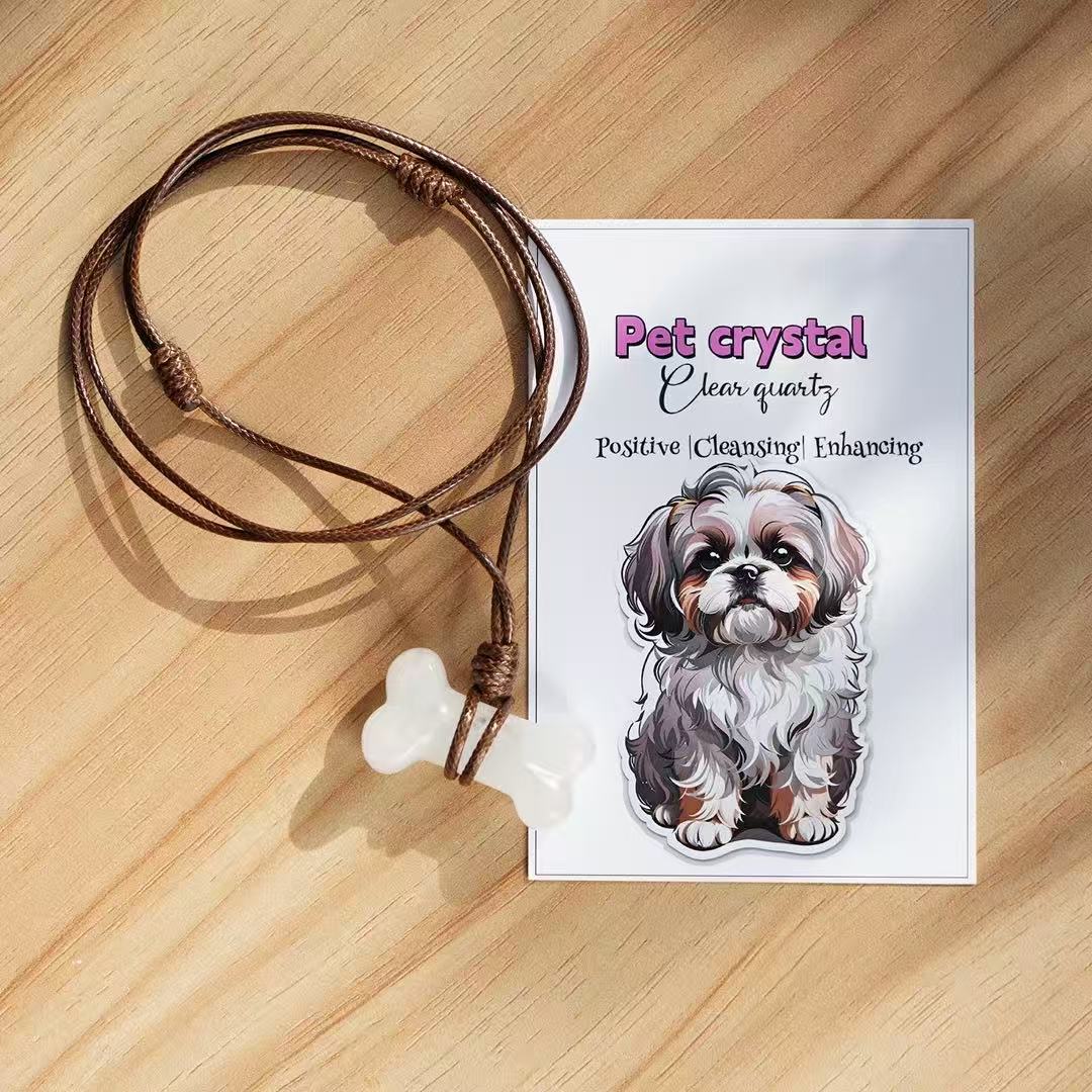 Natural Crystal Bone Necklace Pet Collar Gift Box – Wear the Bond with Your Furry Friend