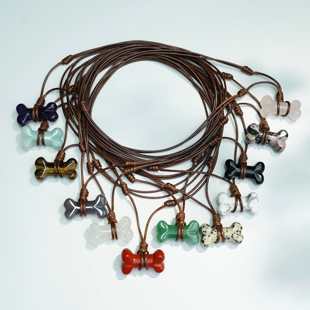 Natural Crystal Bone Necklace Pet Collar Gift Box – Wear the Bond with Your Furry Friend