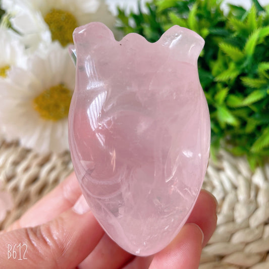 2.7" Rose Quartz Heart Crystal Carvings