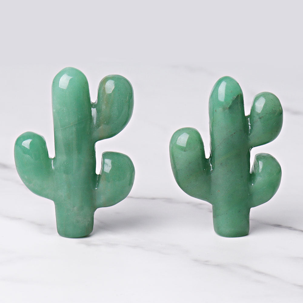 3.1" Green Aventurine Cactus Crystal Carvings