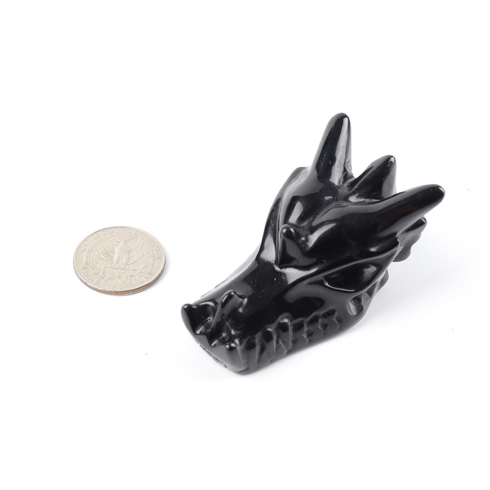Black Obsidian Dragon Head Carvings