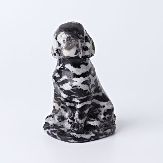 3" Zebra Jasper Dog Crystal Carvings