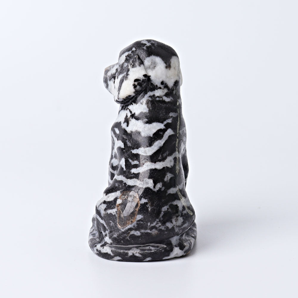 3" Zebra Jasper Dog Crystal Carvings