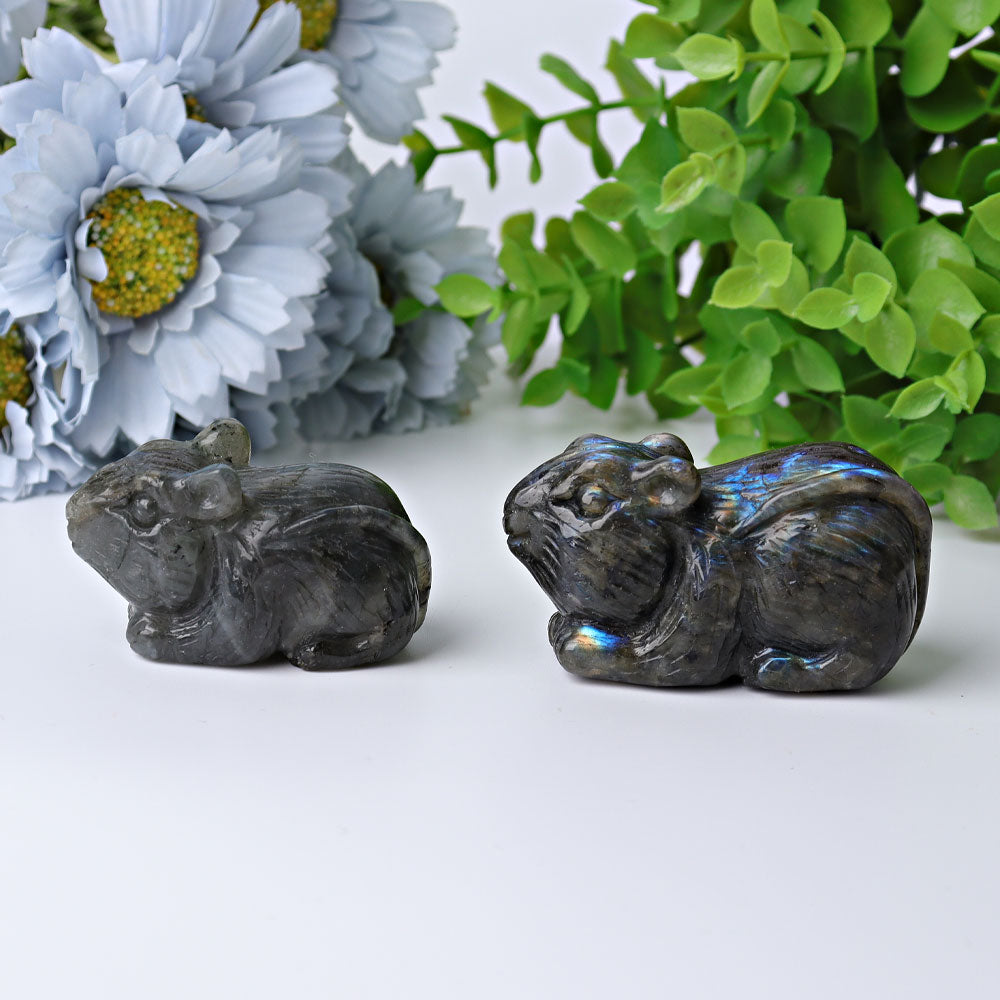 2.3" Labradorite Mouse Crystal Carvings