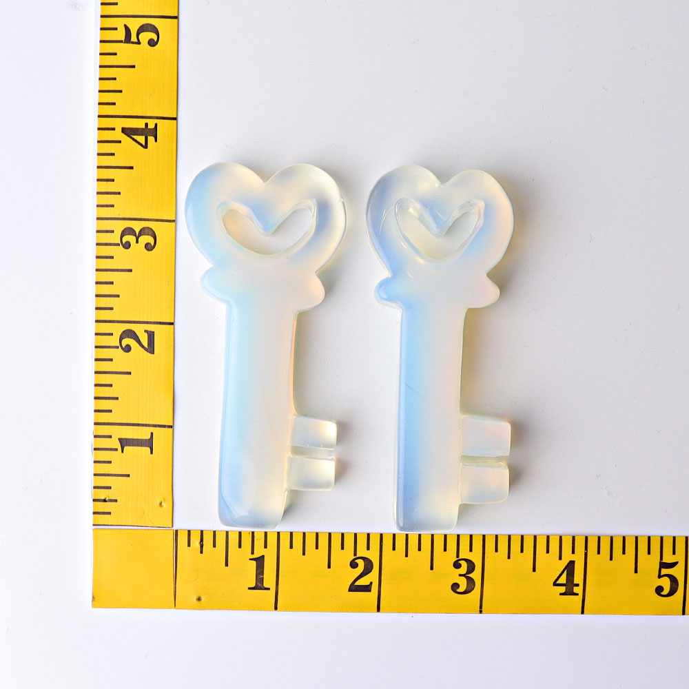 3.5" Opalite Heart Key Crystal Carvings
