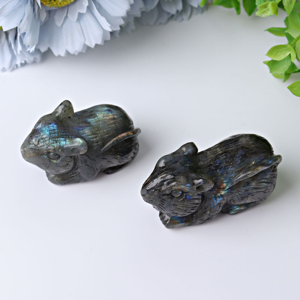 2.3" Labradorite Mouse Crystal Carvings