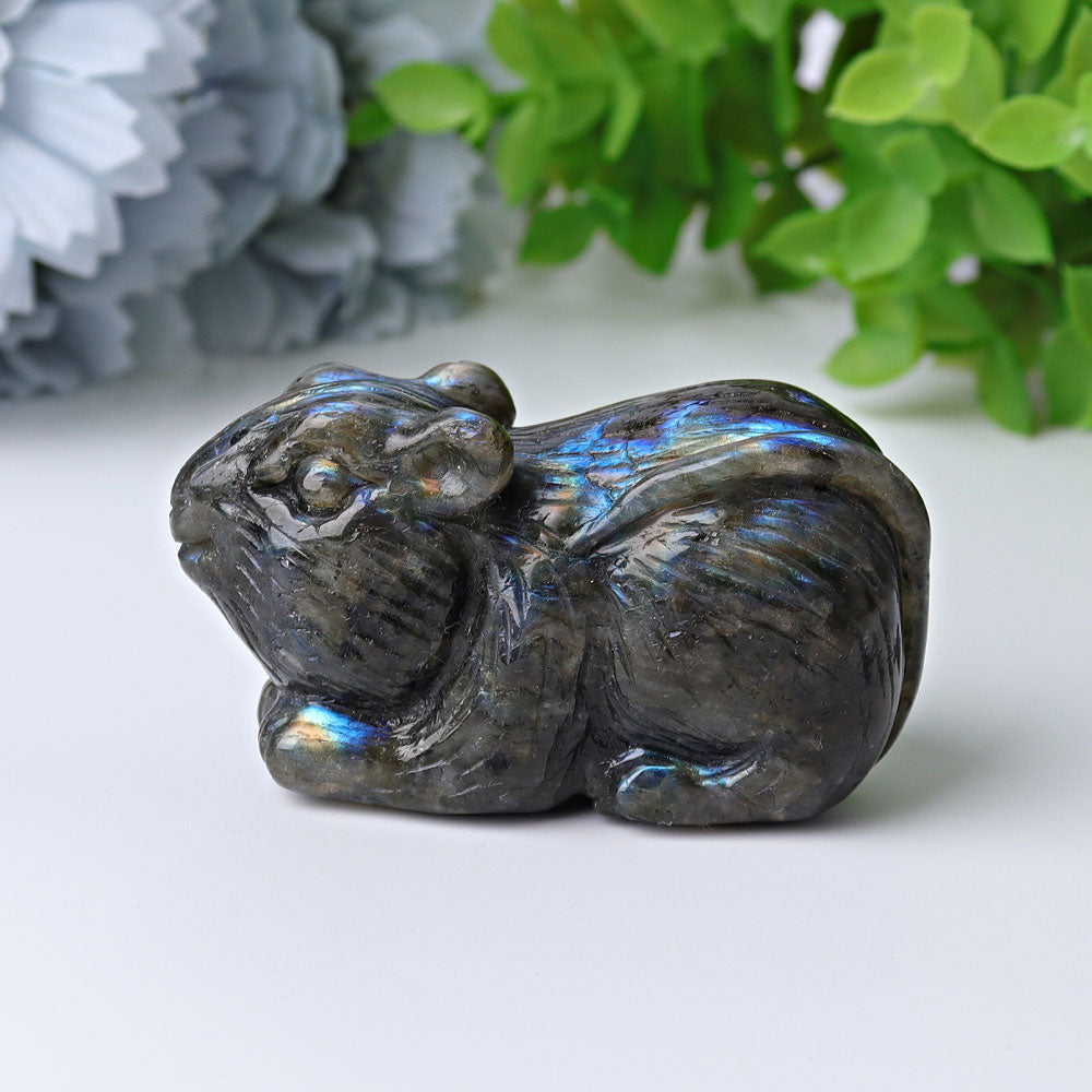 2.3" Labradorite Mouse Crystal Carvings