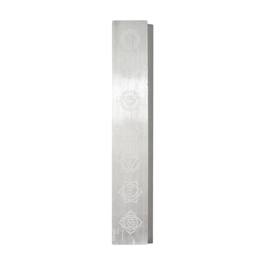 Selenite Stick White With Laser Engraved Chakra Pattern