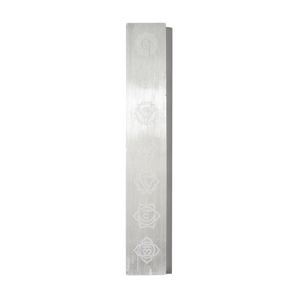 Selenite Stick White With Laser Engraved Chakra Pattern