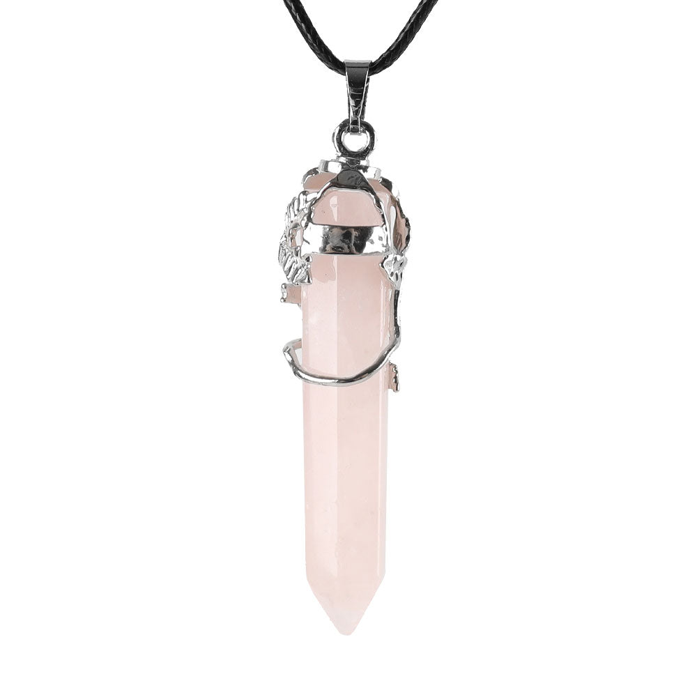 Natural Healing Flower Wrapped Crystal Pendant