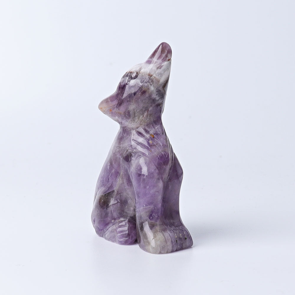 Dream Amethyst Wolf Crystal Carvings