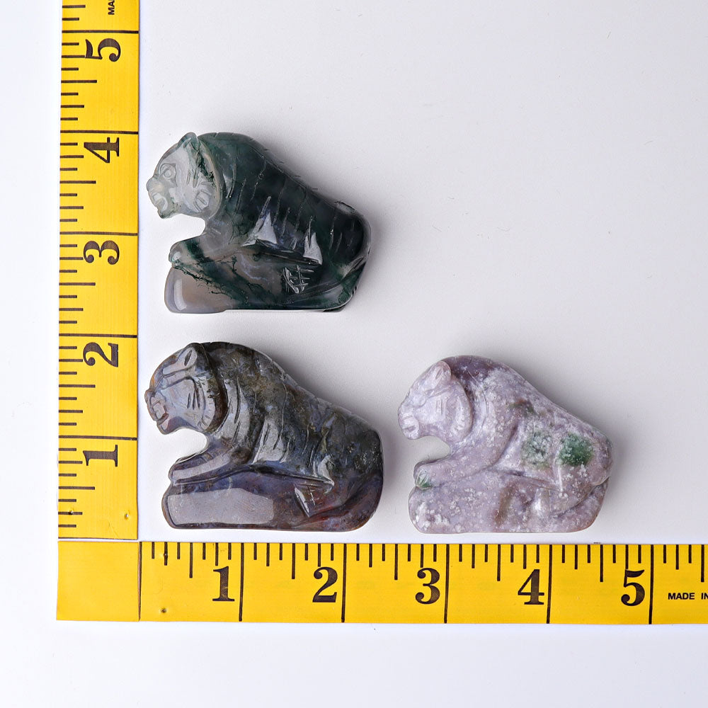 2.2" Moss Agate Tiger Crystal Carvings