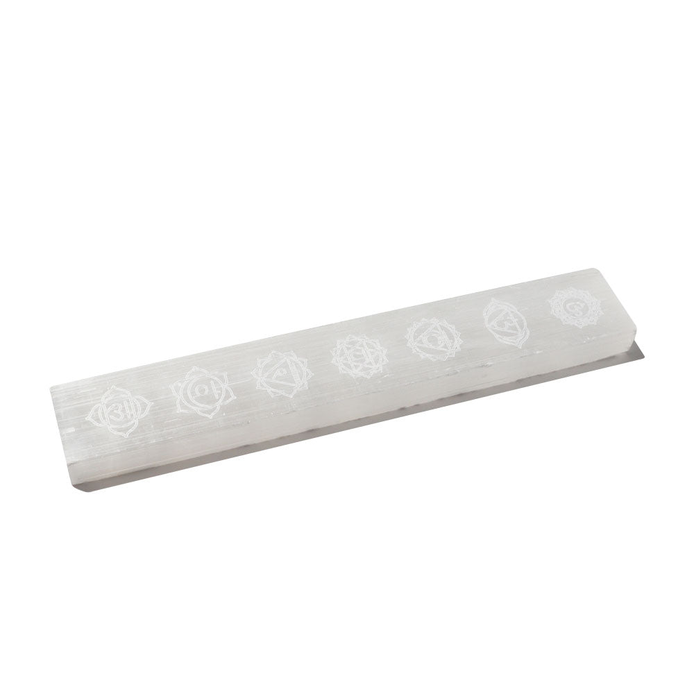 Selenite Stick White With Laser Engraved Chakra Pattern