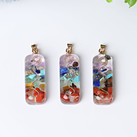 1.8" Chakra Resin Crystal Pendant