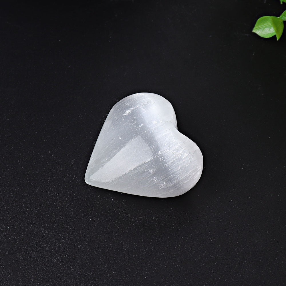 1.7"-2.8" Selenite Heart Crystal Carvings