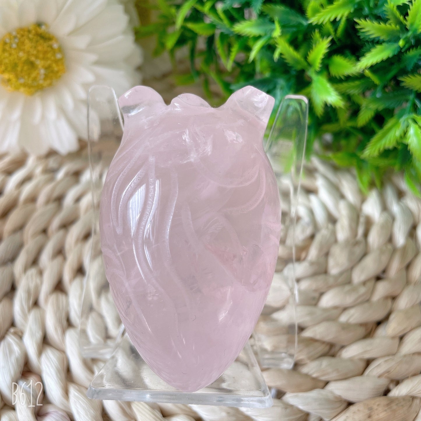 2.7" Rose Quartz Heart Crystal Carvings