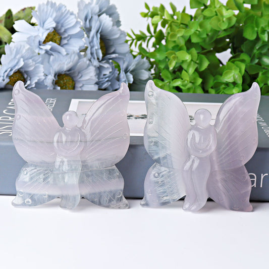 3.6" Fluorite Butterfly Fairy Crystal Carvings