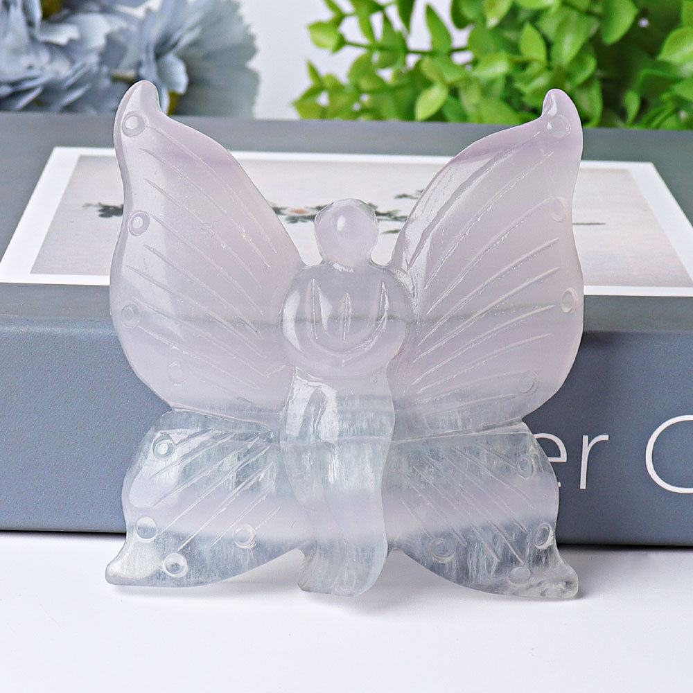 3.6" Fluorite Butterfly Fairy Crystal Carvings