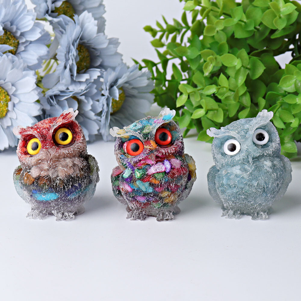 2.4" Resin Owl Crystal Carving