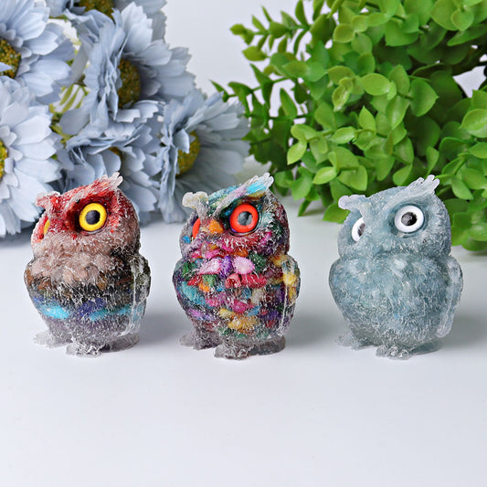 2.4" Resin Owl Crystal Carving