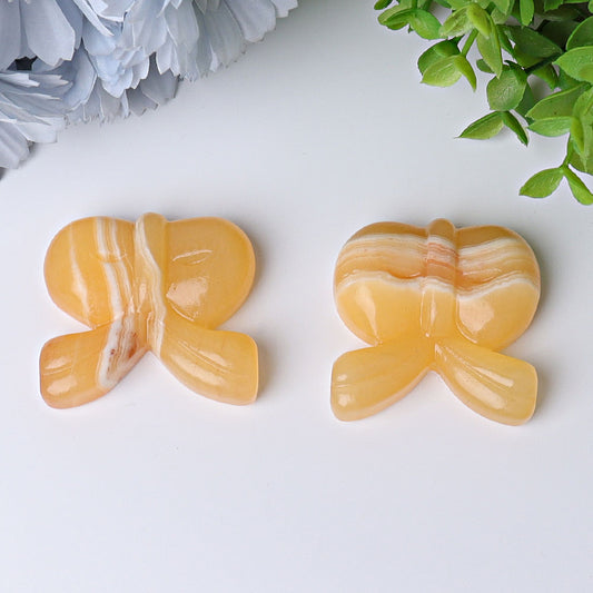 1.9" Orange Calcite Bow-Knot Crystal Carvings