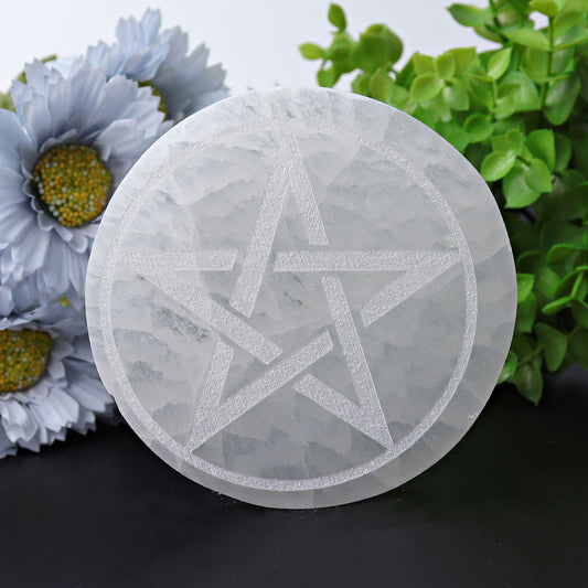 4" Selenite Coaster with Printing