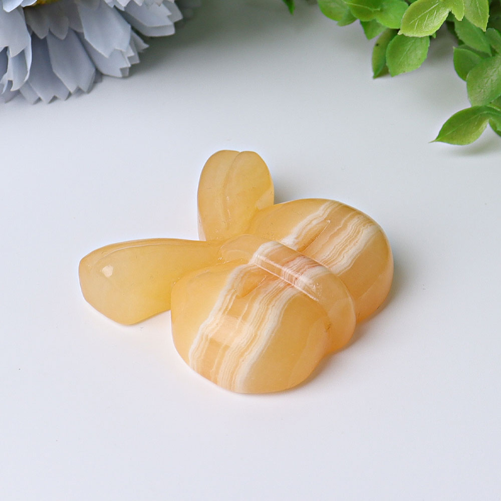 1.9" Orange Calcite Bow-Knot Crystal Carvings