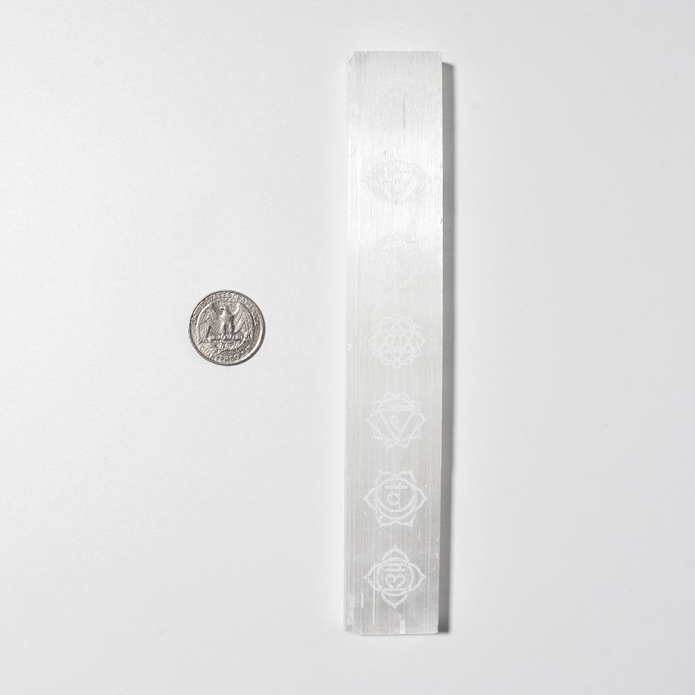 Selenite Stick White With Laser Engraved Chakra Pattern