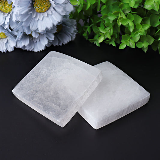 3" Square Selenite Coaster Selenite Crystal Charging Plate