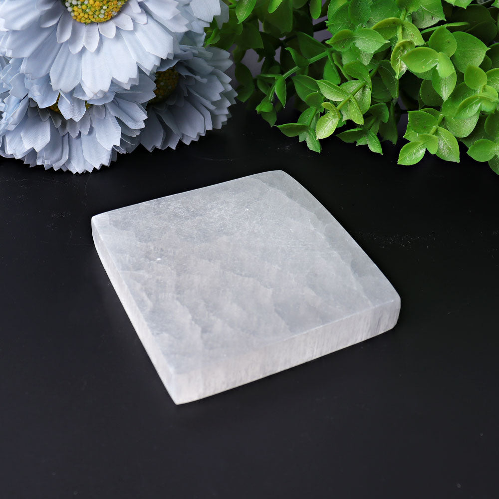 3" Square Selenite Coaster Selenite Crystal Charging Plate