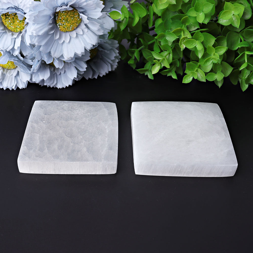 3" Square Selenite Coaster Selenite Crystal Charging Plate