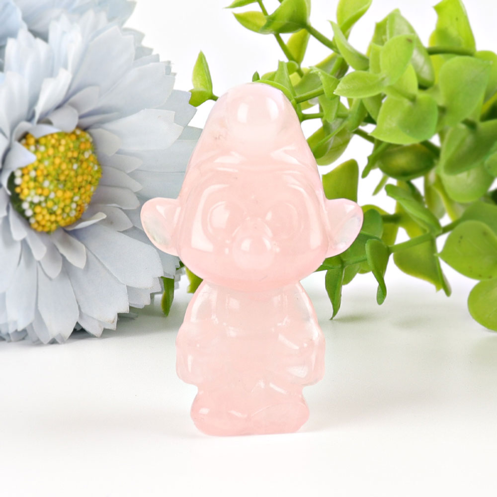 2.3" Rose Quartz Smurfs Crystal Carvings