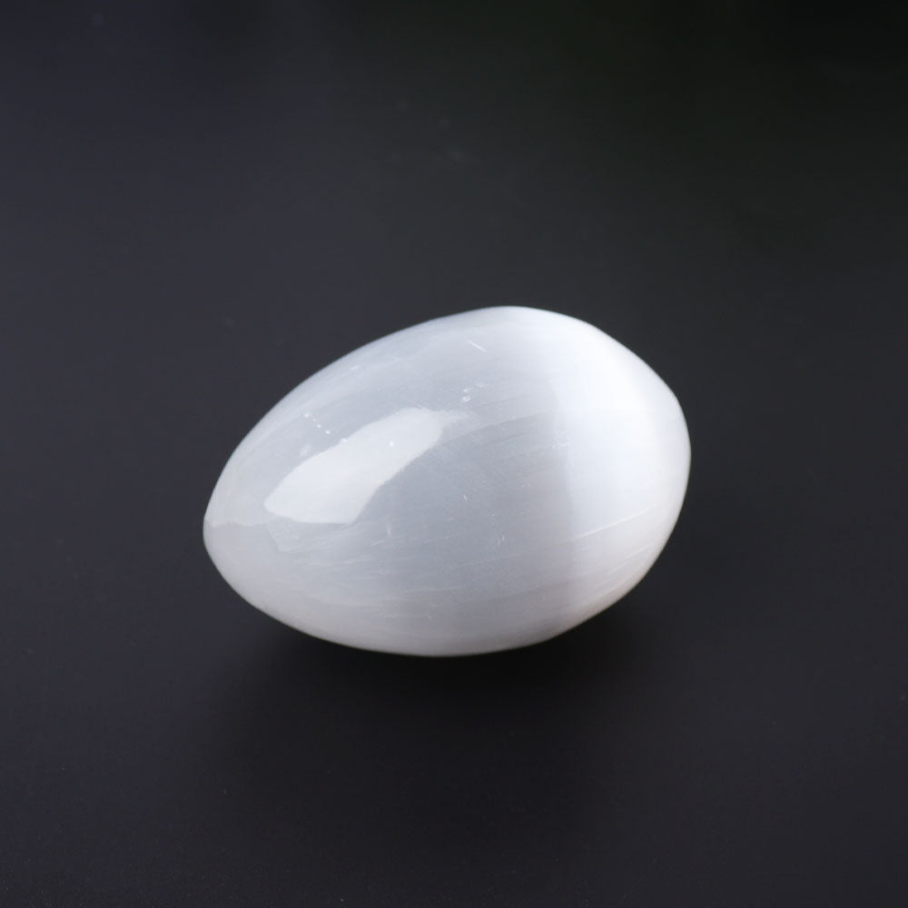 2.5" Selenite Egg Palm Stone
