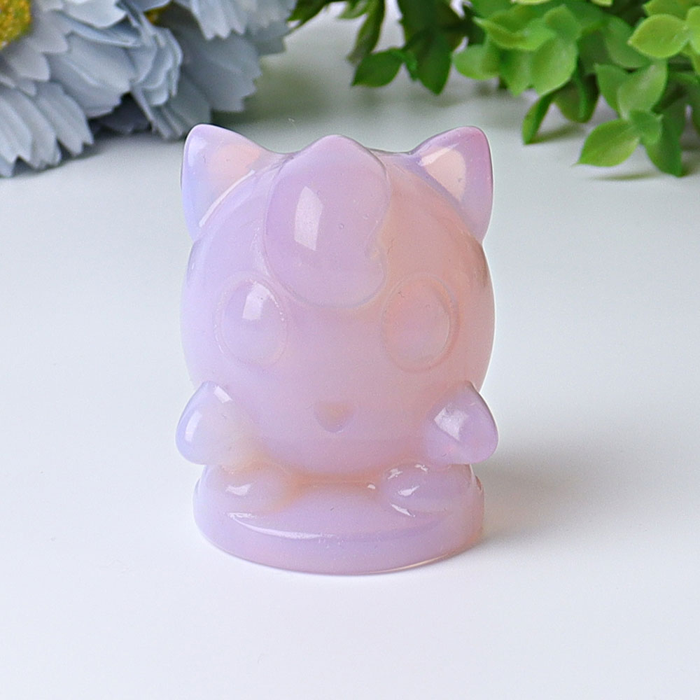 2.2" Pink Opalite Jiggly Puff Crystal Carvings