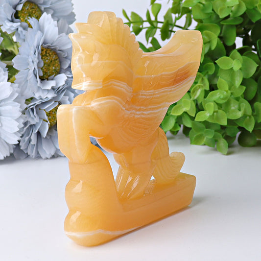 4.8" Yellow Calcite Unicorn Crystal Carvings Free Form