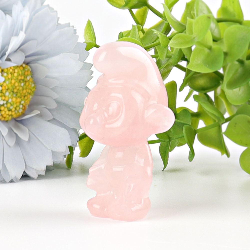 2.3" Rose Quartz Smurfs Crystal Carvings